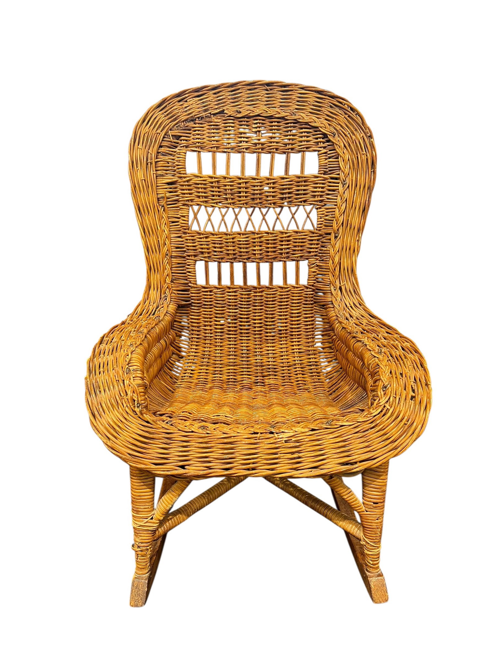 Vintage Wicker & Rattan Child’s Rocking Chair – High Back (1 of 3)