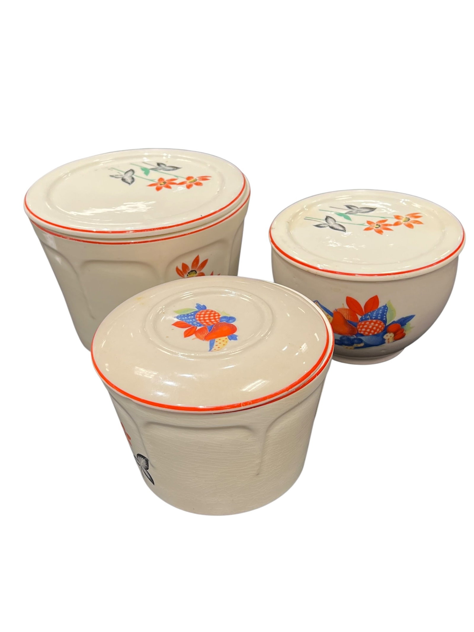 Vintage Universal Cambridge Pottery Oven-Proof Covered Refrigerator Dishes – 3 Pc. Set (1 of 6)