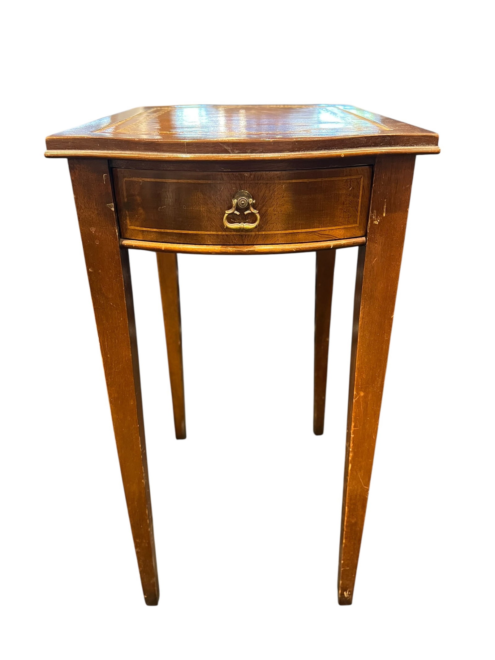 Columbia Genuine Mahogany Leather-Top One-Drawer Side Table (1 of 9)