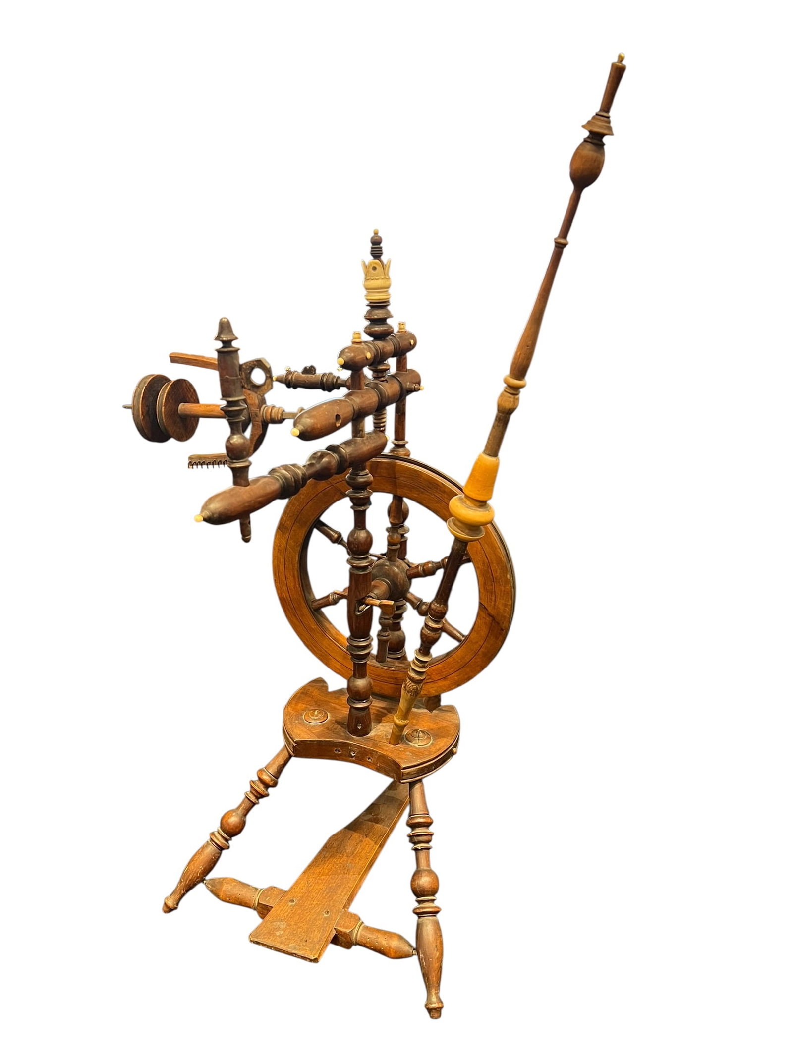 Antique Victorian Ornate Wooden Spinning Wheel – Working Textile Flax wheel (1 of 7)