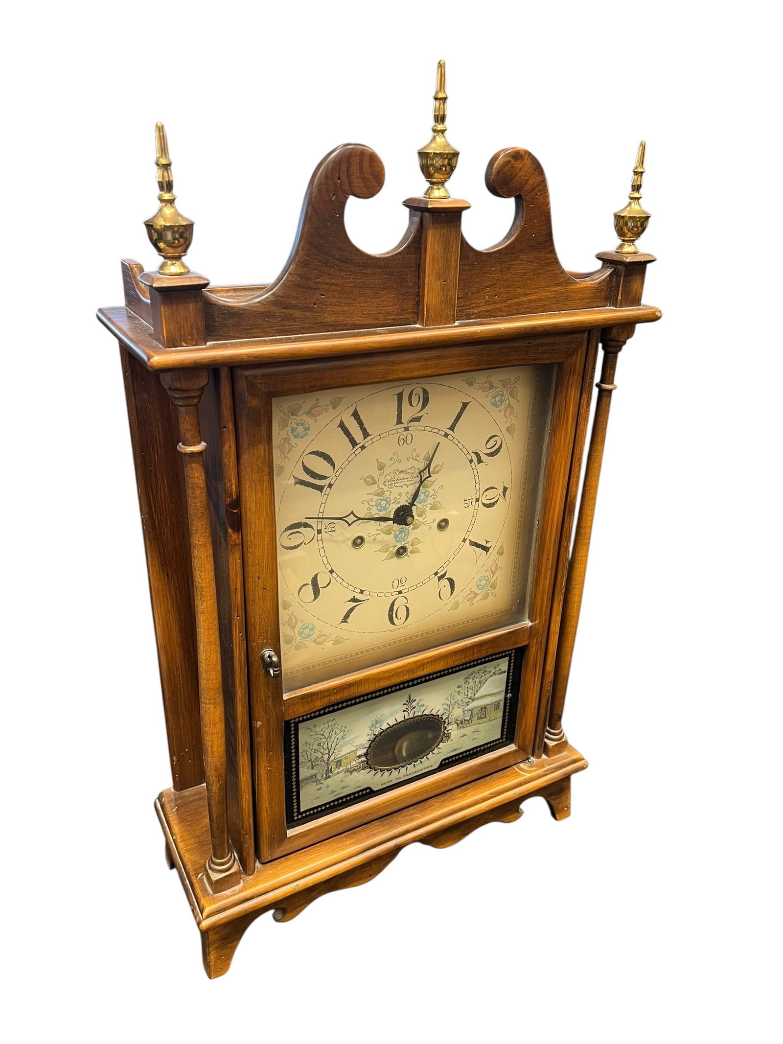 New England Clock Co. Bristol, Connecticut – Weight-Driven Wall Clock with Thanksgiving (1 of 8)