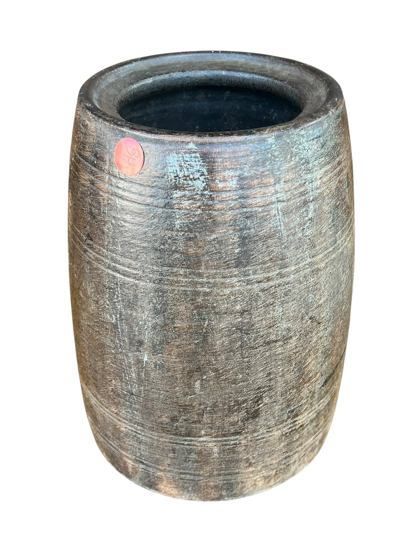 Antique Primitive Turned Wooden Mortar or Horn beam barrel (1 of 4)