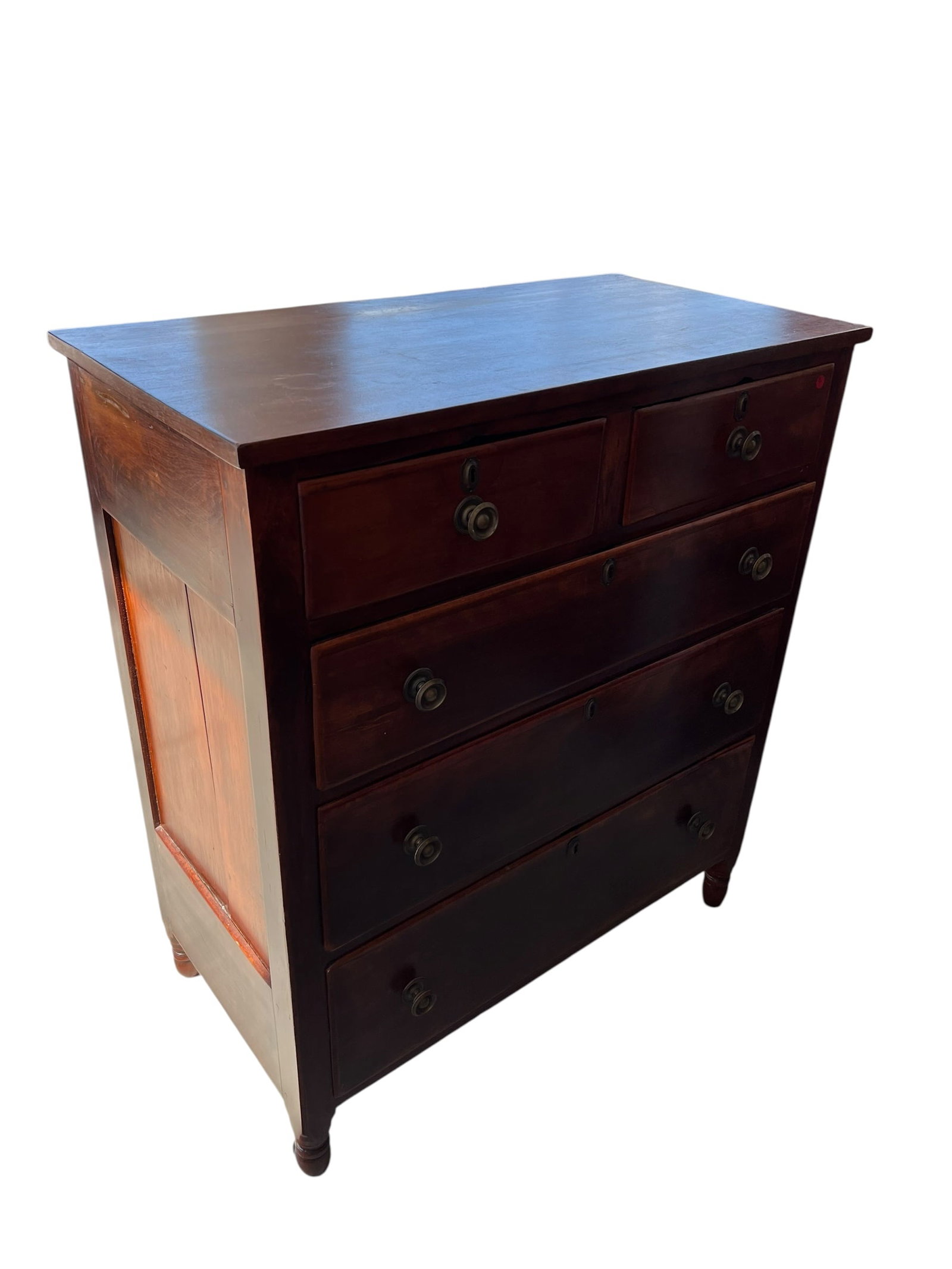 Antique American Sheraton-Style Cherry Five-Drawer Chest of Drawers (1 of 4)