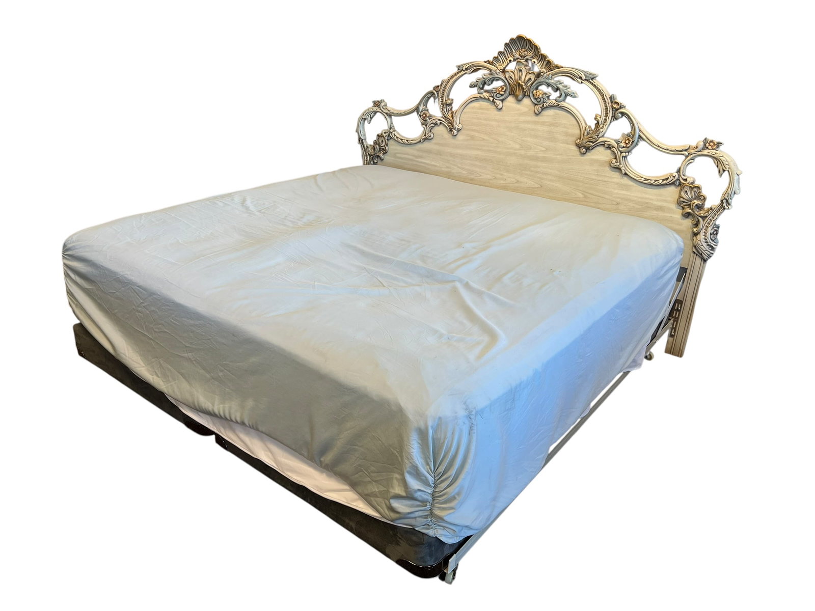 Ornate French Provincial Louis XV Style Carved King Headboard (1 of 5)