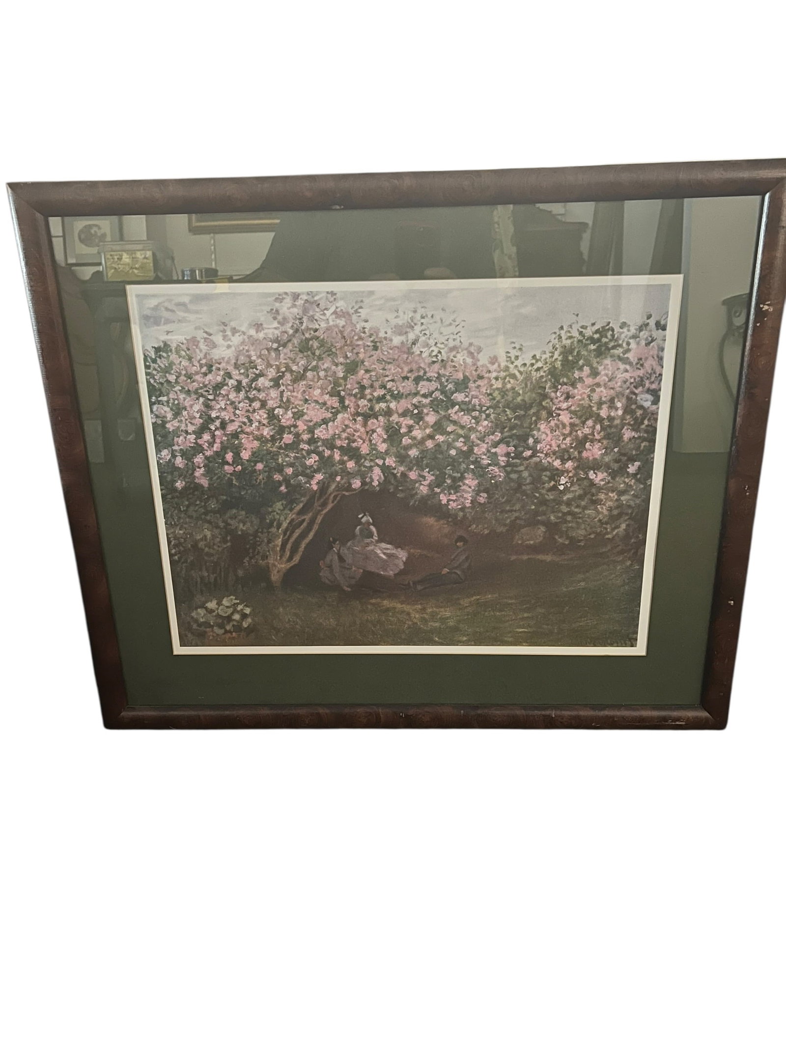 Framed Garden Scene Print – Figures Beneath Flowering Trees (1 of 5)