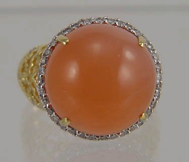 COCKTAIL 14K GOLD STAR CHALCEDONY DIAMOND: EMAIL GOANTIQUES - For questions about