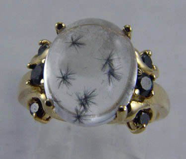 VINTAGE 14K GOLD RUTILATED QUARTZ BLACK DIAMON: EMAIL GOANTIQUES - For questions about an item or the auction. DO NOT change the subject