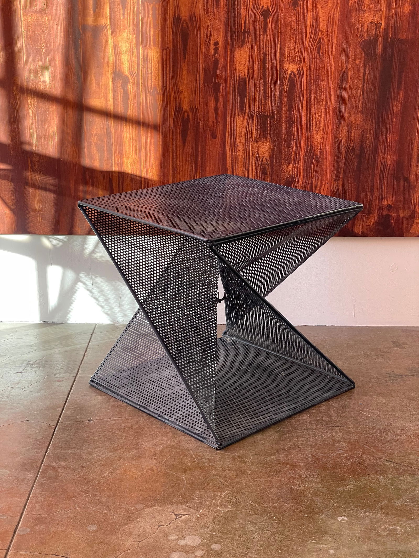 Small Perforated Geometric Side Table in the Style of Mathieu Matégot, c. 1980s (1 of 5)