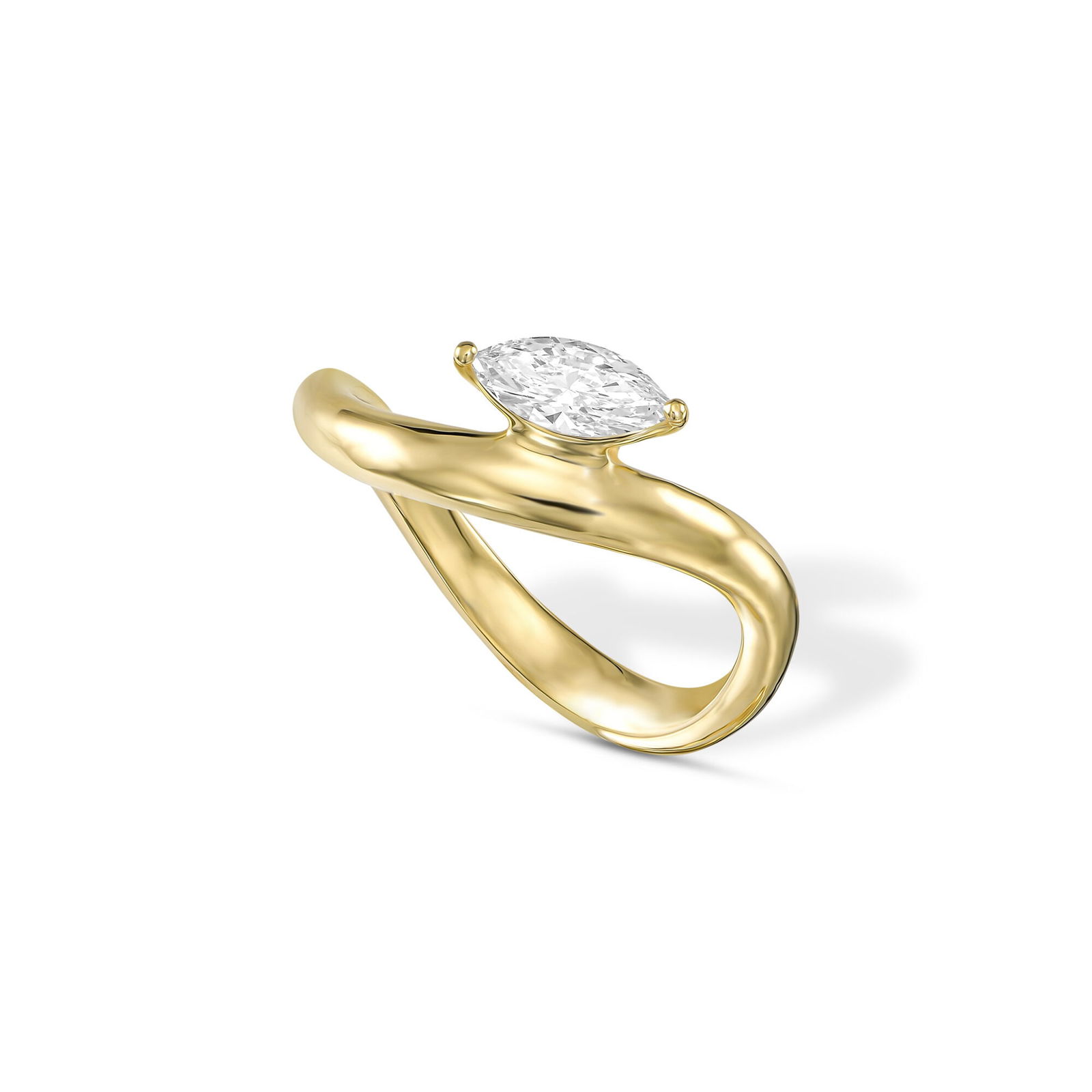 18k Yellow Gold Statement Ring With 0.36ct Marquise Natural Diamond (1 of 4)