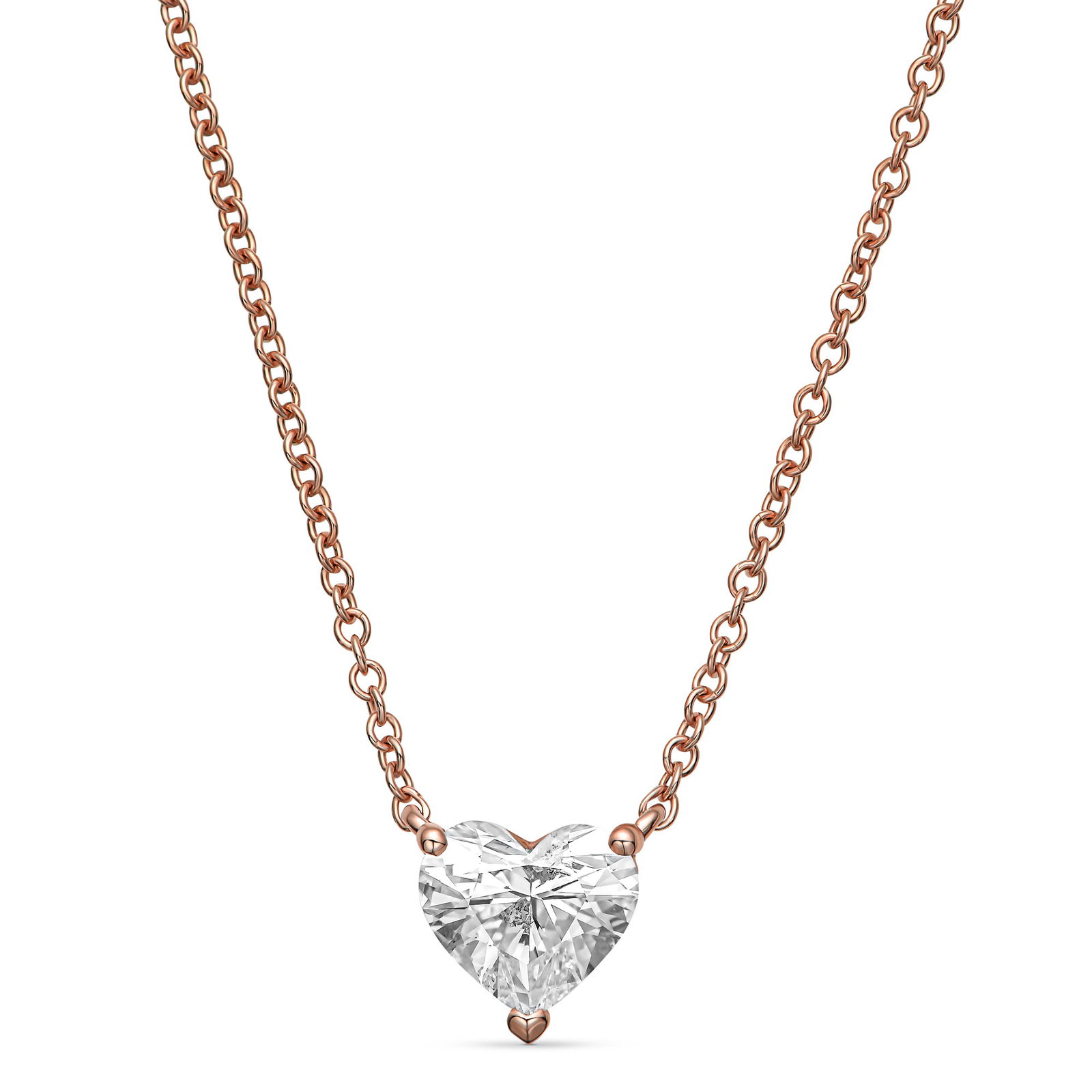 0.63 ct Heart Shape Natural Diamond in 14k Rose Gold Solitaire Pendant (1 of 8)