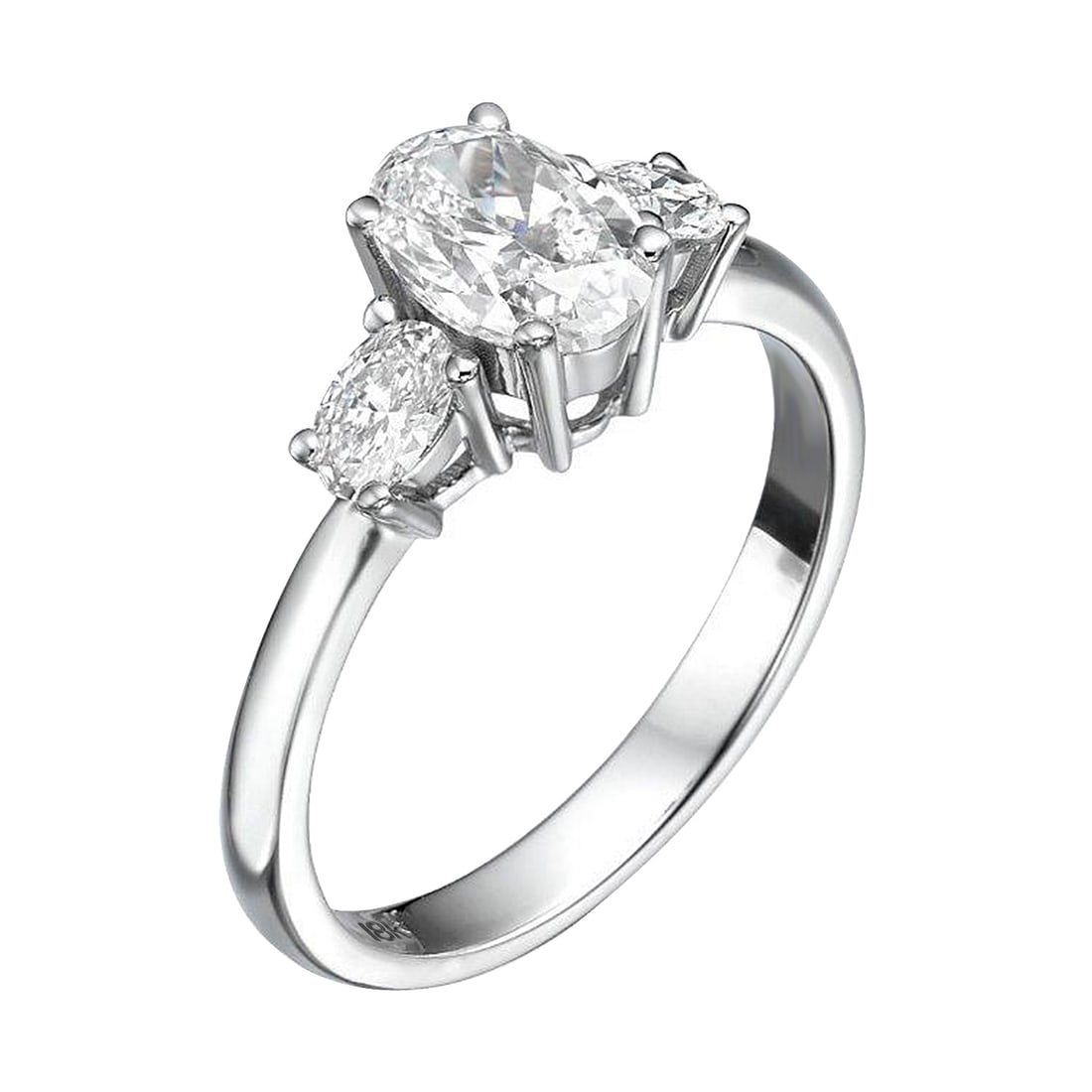 1.01 ct Oval Natural Diamond in 18k White Gold Three Stone Ring (1 of 16)