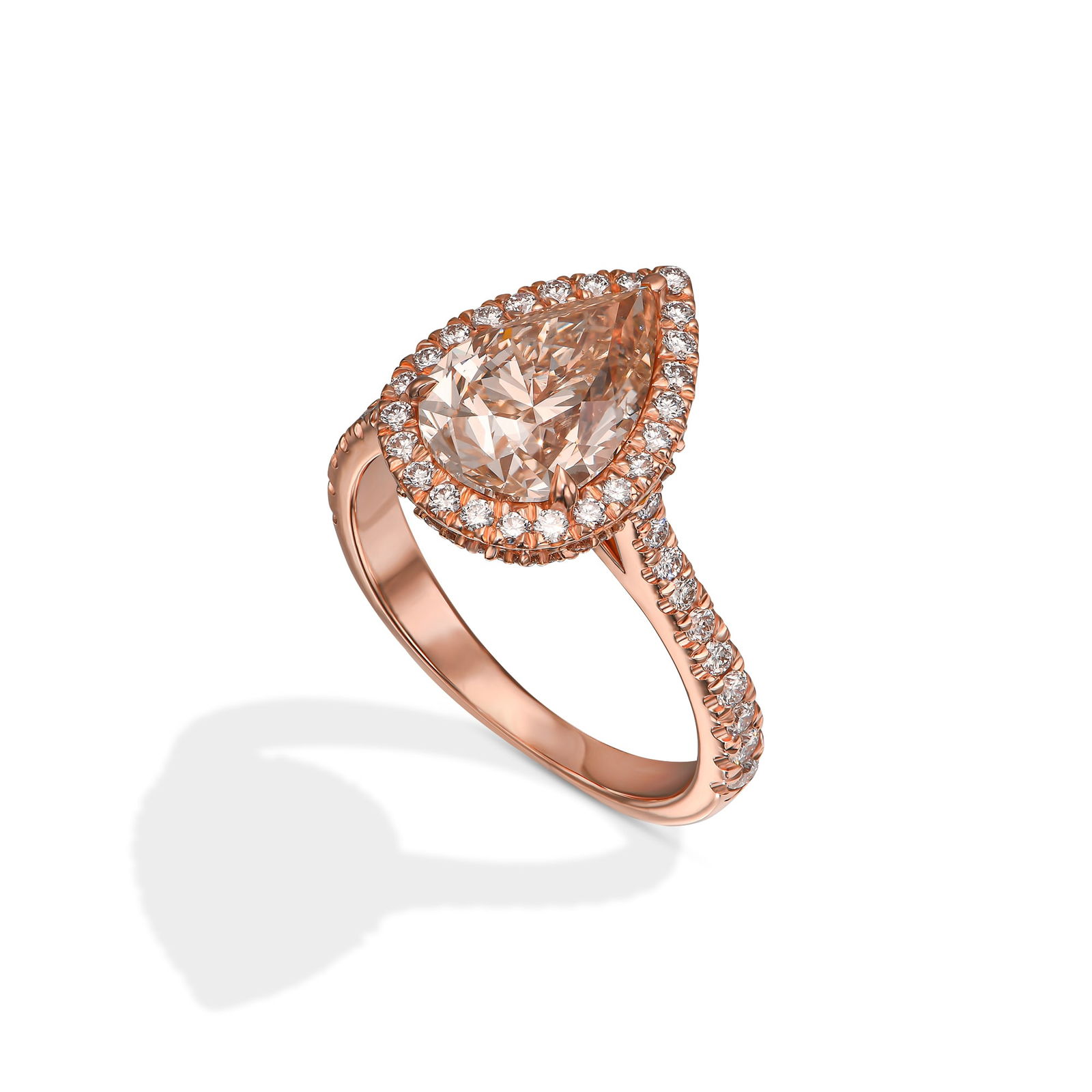 2.51 ct Pear Shape Natural Diamond in 18k Rose Gold Ring (1 of 8)