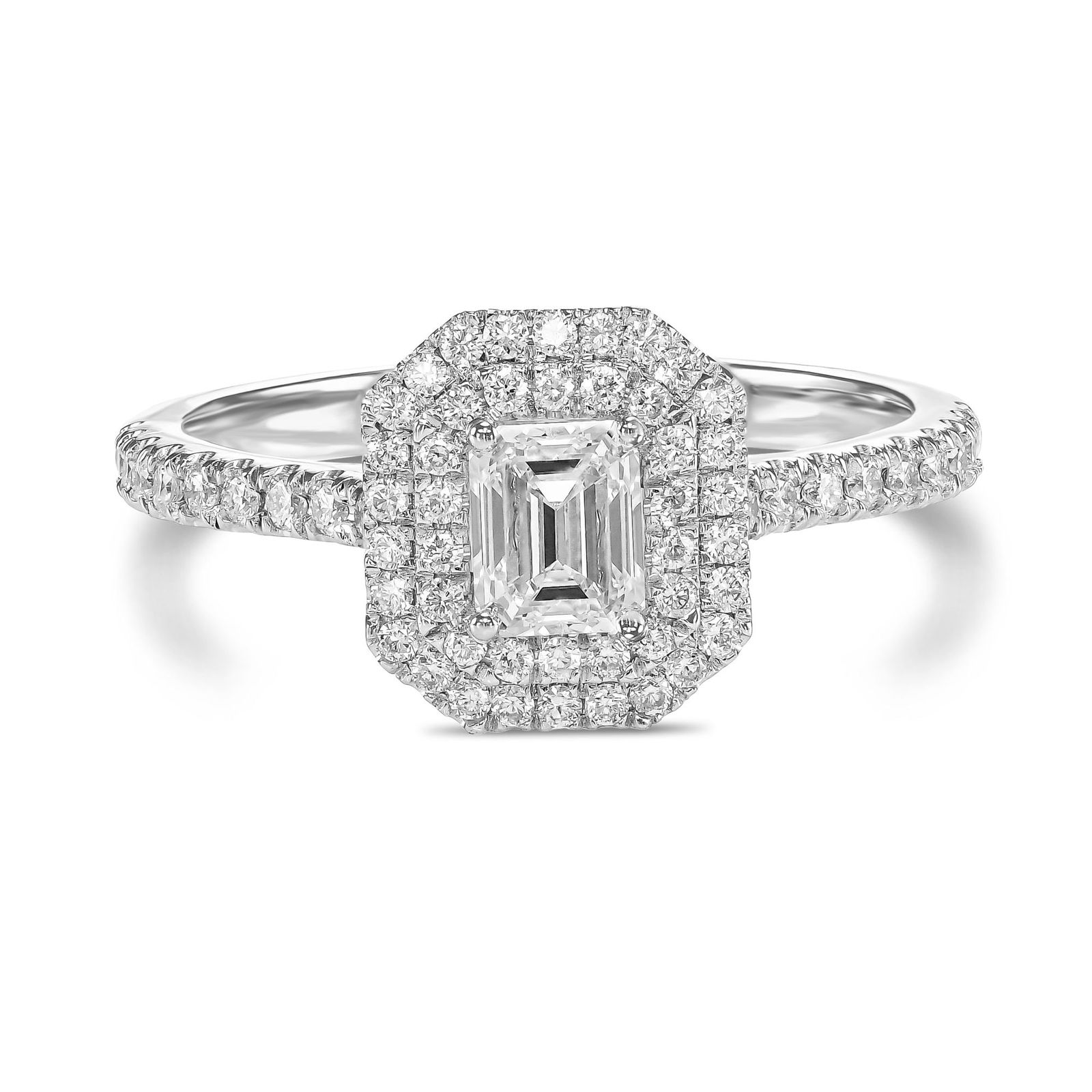 0.86 tcw Emerald Cut Natural Diamond in 18k White Gold Engagement Ring (1 of 4)