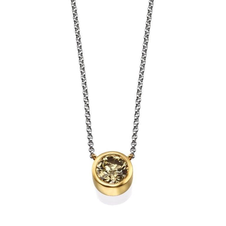 2.13 ct Round Natural Diamond in 18k White & Yellow Gold Solitaire Pendant (1 of 1)