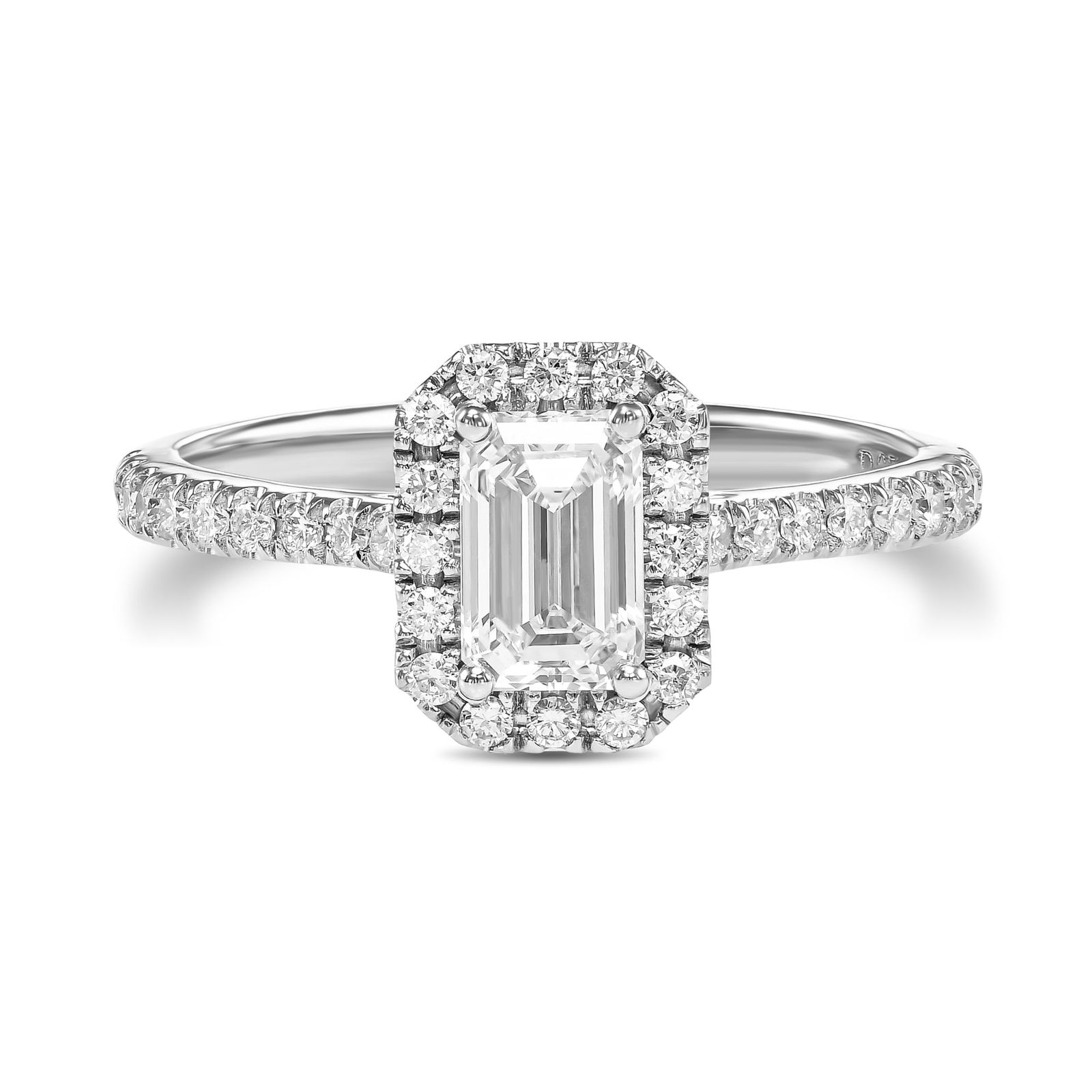 0.94 tcw Emerald Cut Natural Diamond in 18k White Gold Engagement Ring (1 of 8)