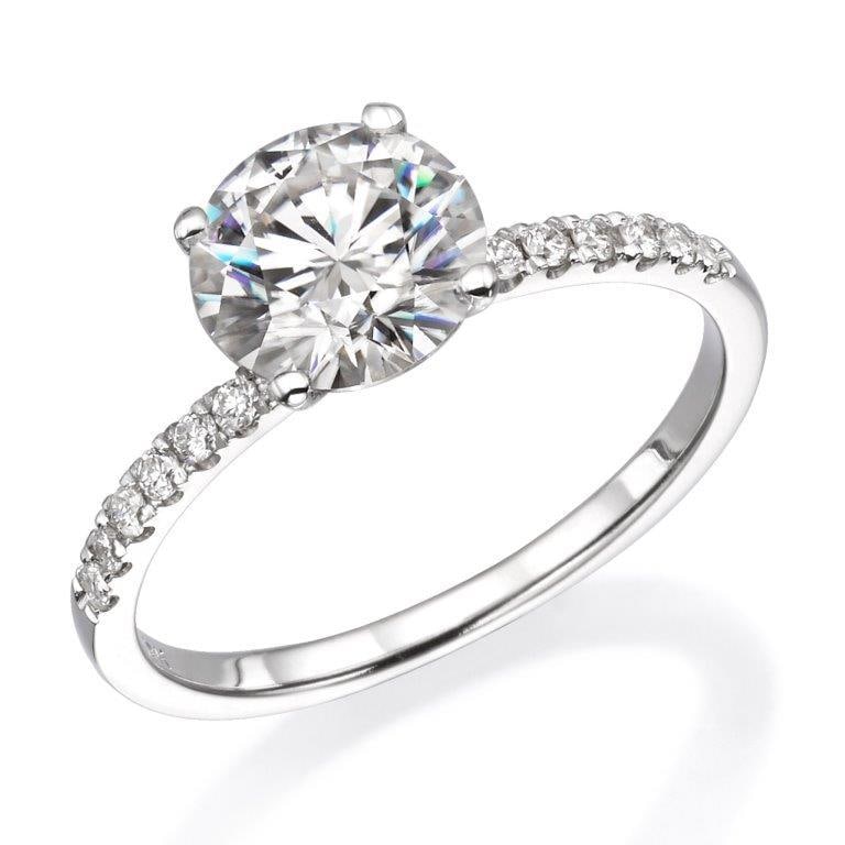 1.64 tcw Round Moissonite in 18k Engagement Ring (1 of 2)
