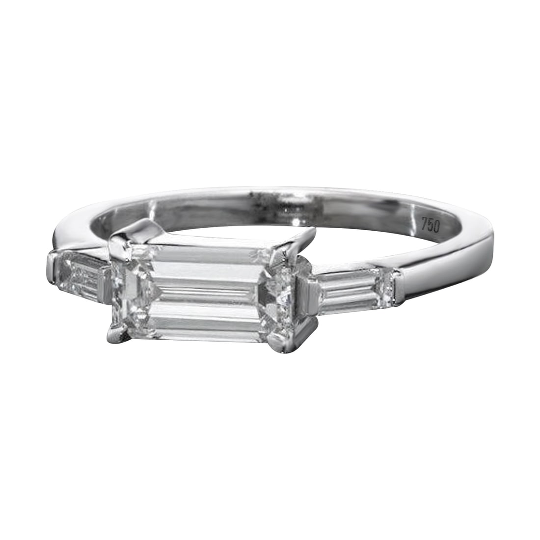 1.19 tcw Emerald Cut Natural Diamond in 18k White Gold Engagement Ring: A Beautiful Emerald cut engagement ring, set in 18k white gold with top quality natural diamonds. SPECIFICATIONS: Emerald cut natural diamonds total weight of 1.19ct The Diamond's measurements