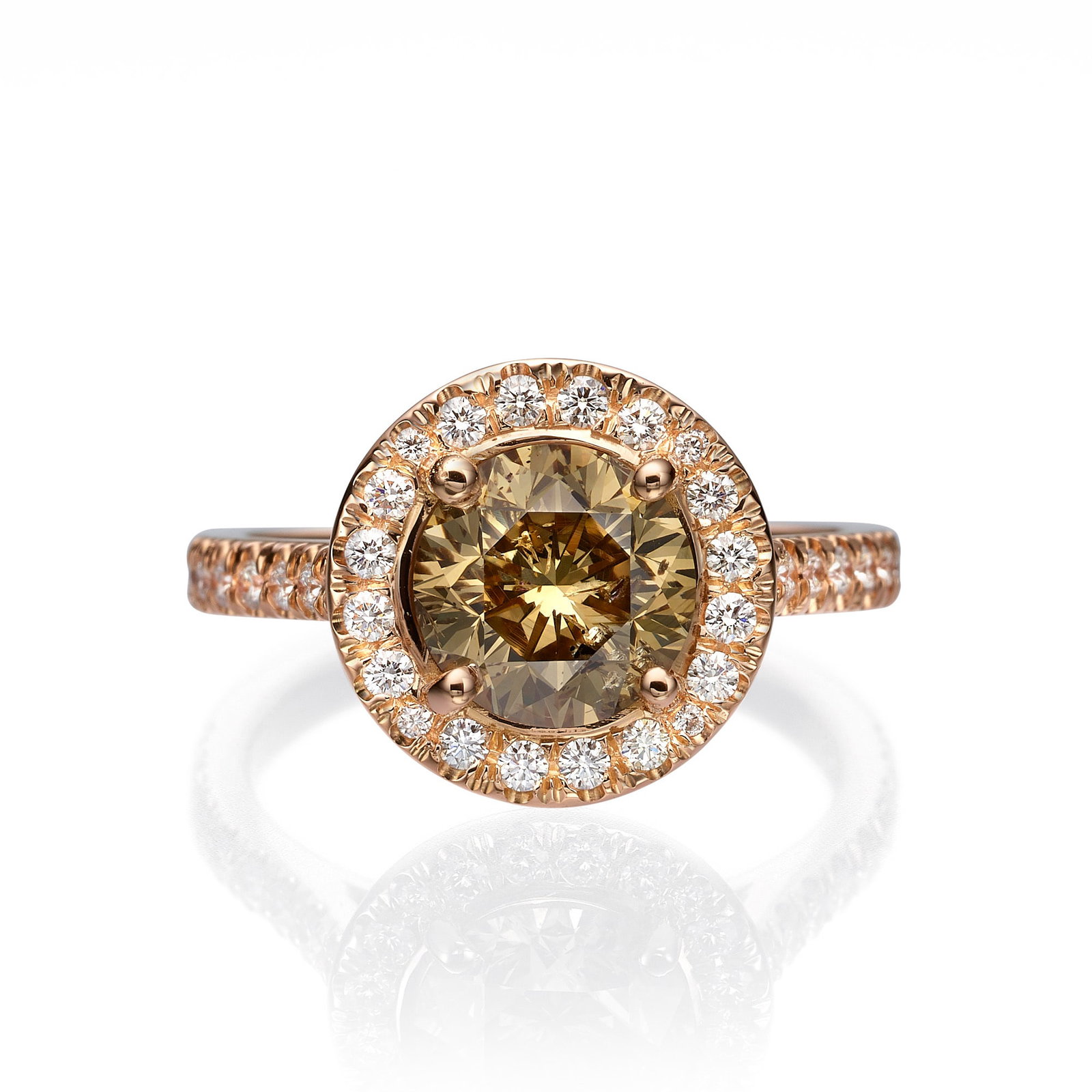 2.11 ct Round Natural Diamond in 18k Rose Gold Statement Ring (1 of 6)