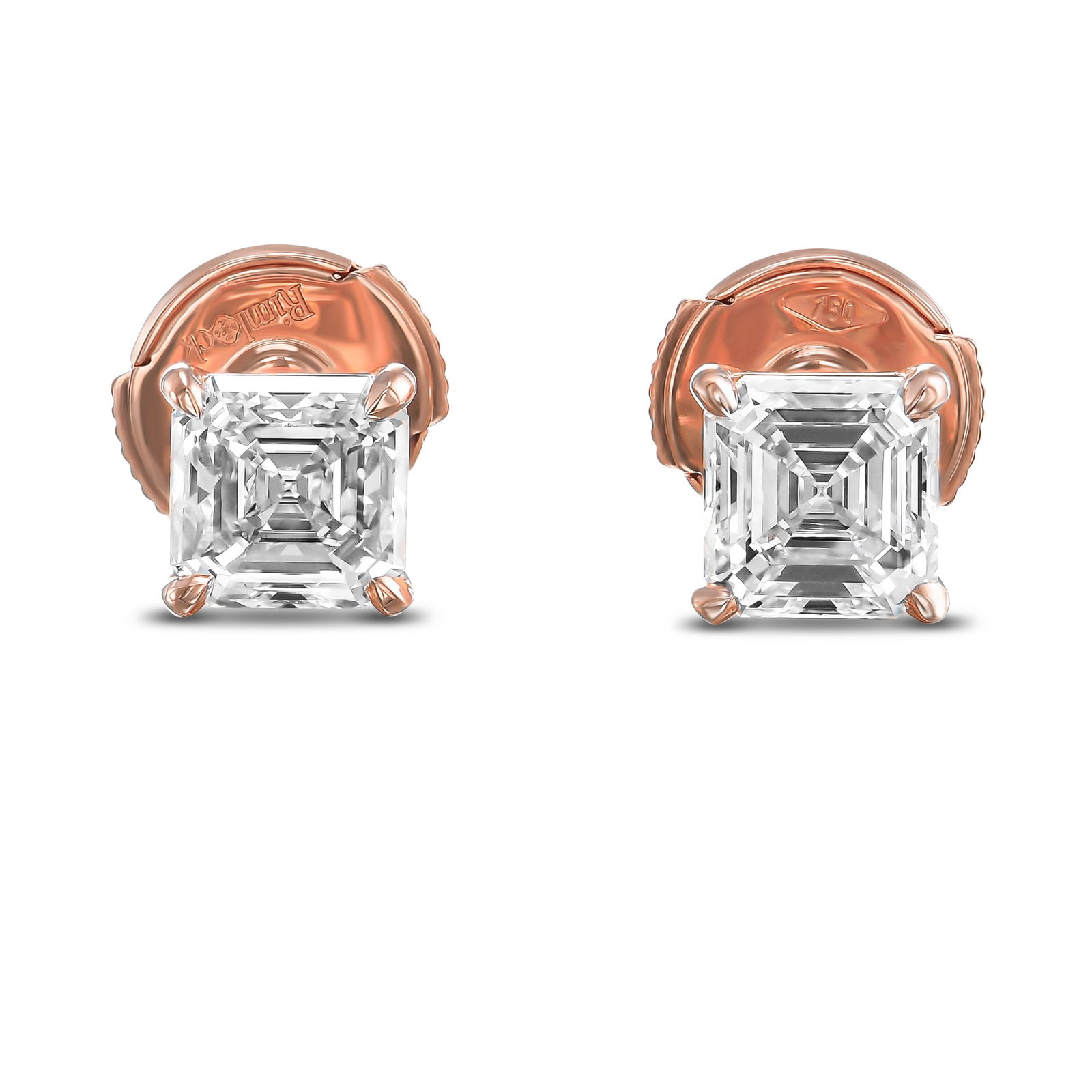1.84 tcw Asscher Cut Natural Diamond in 18k Rose Gold Stud Earrings: A beautiful 18K rose gold earrings with 1.84 TCW diamonds. This beautiful earrings is 100% unique and a luxury high-end earrings. Specifications: Stone #1: 0.94 ct., Asscher cut, J color, VS1 clarity,