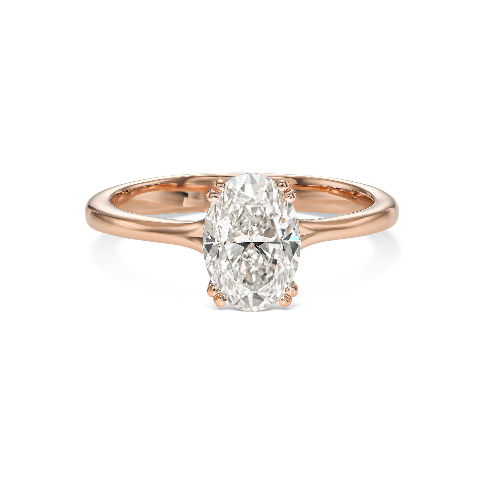 1.50 ct Oval Natural Diamond in 14k Rose Gold Solitaire Ring (1 of 4)