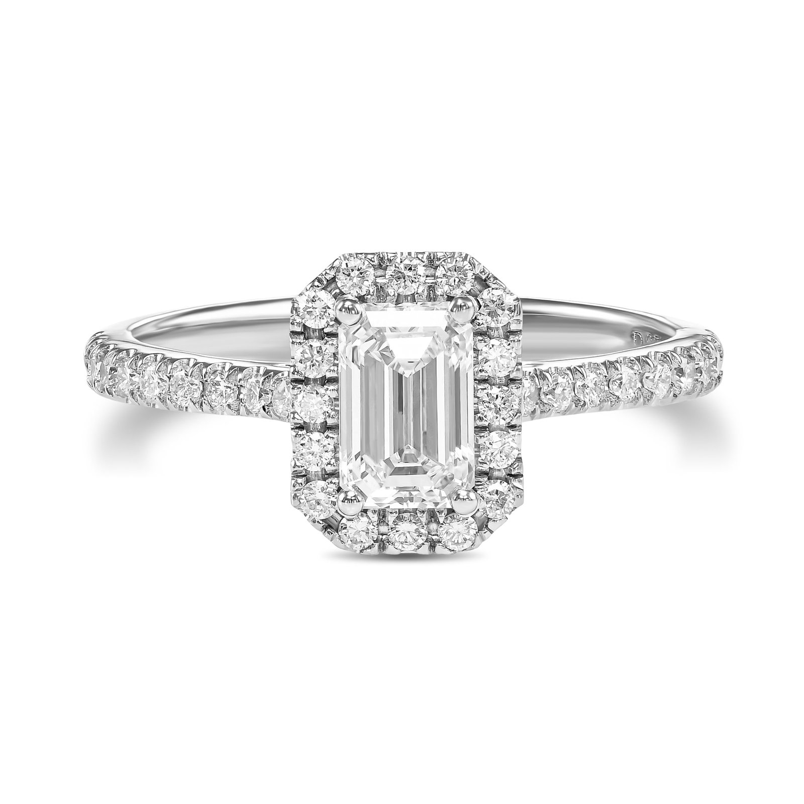 0.94 tcw Emerald Cut Natural Diamond in 18k White Gold Engagement Ring (1 of 7)