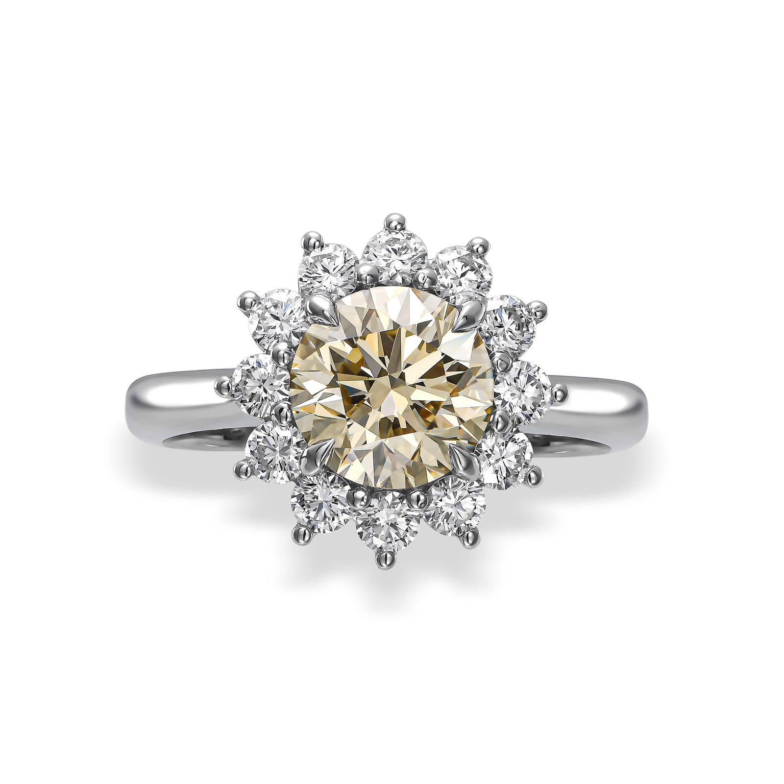 2.01 ct Round Fancy Yellowish Brown Natural Diamond in 18k White Gold Ring (1 of 7)