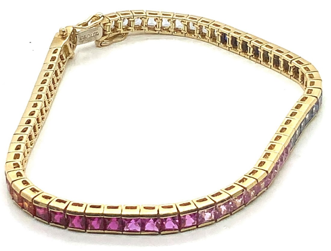 Yellow 10 Karat Tennis Rainbow Bracelet (1 of 2)