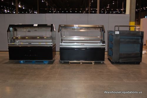 Food Warmers and 4 Way Islander: 2 Food Warmers by Custom Deli Equipment. Measurements are 72" x 36" x 58" Model: DILW6H Serial Numbers: 17859 and 18613. 240V. 5.5 Amps weight in both ovens is 1036lbs. Note: Glass on one warmer is