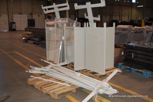 4 Way Islanders: Two 4 Way Islanders measures 33 x 48 with 13 shelves included. 14 71" Uprights included. Total weight is 1093Lbs Quantity; 3 Weight; 1093