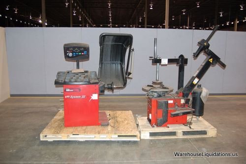 Used John Bean Tire Changer and Tire Balancer: 1 Used John Bean Tire Changer Model EHP System 1VE Air inflation jets are integrated into the turntable clamping jaws to ensure full bead seating force directly into tire cavity, regardless of rim dia