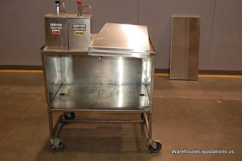 Assorted Restaraunt Equipment: Assorted Restaraunt Equipment Qty 1 Stainless Steel Prep Table on wheels (Middle bar needs to be welded). 3 Stainless Steel London Trays and 2 Stainless Steel Condiment Dispenser. Total Weight is 1