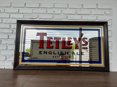 Vintage Tetleys English Ale advertising beer mirror picture sign