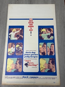 1963 movie theater advertising window card MOVE OVER DARLING DORIS DAY JAMES GARNER