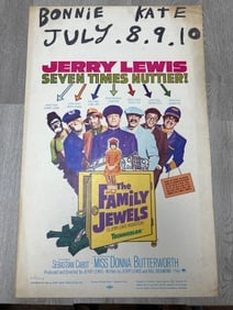 1965 movie, theater, display card of Jerry Lewis and the family jewels