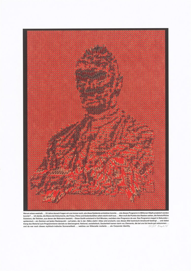 Thomas Bayrle. ”Corporate Identity”. 1995: Thomas Bayrle (Berlin 1937 – lives in Frankfurt am Main). ”Corporate Identity”. 1995 Colour offset on thin cardboard. 84 × 59,5 cm (33 ⅛ ×&nb