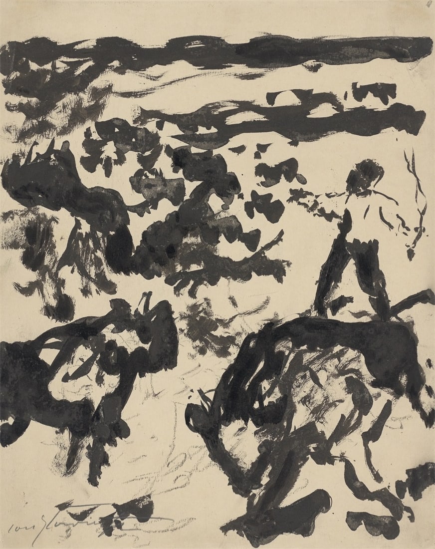 Lovis Corinth. Untitled.: Lovis Corinth (Tapiau/East Prussia 1858 – 1925 Zandvoort). Untitled. India ink and wax crayon on wove paper. 31,5 × 25,8 cm (12 ⅜ × 10 ⅛ 