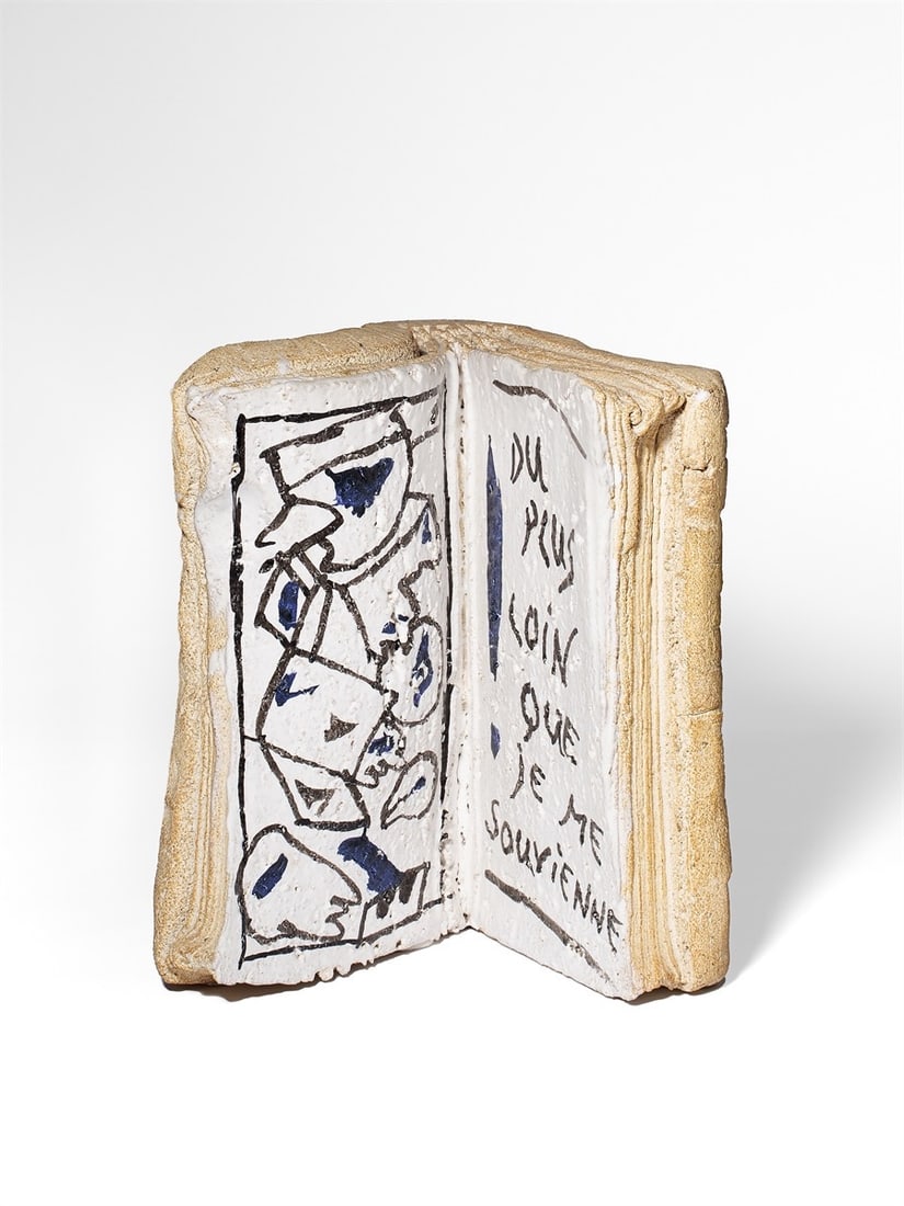 Pierre Alechinsky. ”Hier / Du plus loin que je me souvienne”. 1995: Pierre Alechinsky (Brussels 1927 – lives in Bougival near Paris). ”Hier / Du plus loin que je me souvienne”. 1995 Felt-tip pen on partially painted and glazed terracotta. 30 