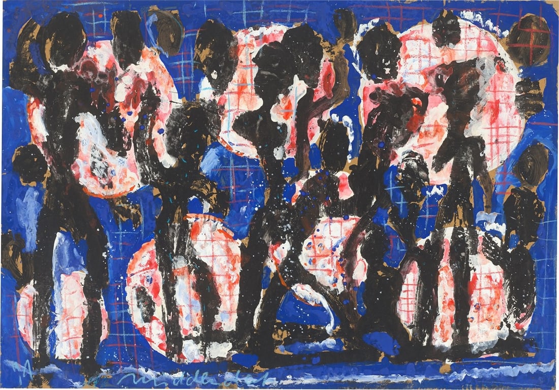 Helmut Middendorf. Untitled. 1994: Helmut Middendorf (Dinklage 1953 – lives in Berlin and Athens). Untitled. 1994 Gouache, opaque white and coloured chalk on packing paper. 69,5 × 98,8 cm (27 ⅜ 