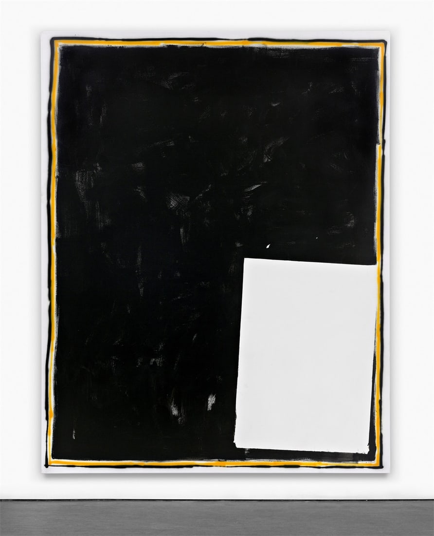 David Ostrowski. ”F (A thing is a thing in a whole which it's not)”. 2013: David Ostrowski (Cologne 1981 – lives in Cologne). ”F (A thing is a thing in a whole which it's not)”. 2013 Acrylic, lacquer and spray paint on canvas. 240 × 190 