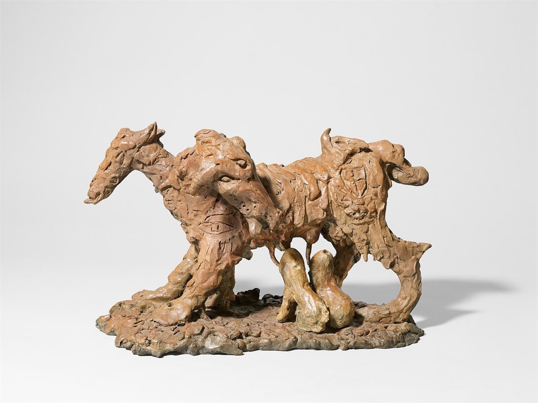 Jonathan Meese. Kleiner Wolf (Small Wolf). 2007: Jonathan Meese (Tokyo 1970 – lives in Berlin). Kleiner Wolf (Small Wolf). 2007 Bronze with brownish patina. 30 × 45 × 23 cm (11 ¾ × 17
