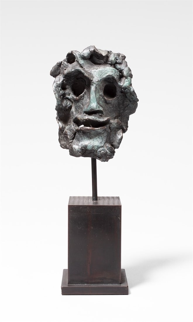 André Derain. Visage d'homme.: André Derain (Chatou 1880 – 1954 Garches near Paris). Visage d'homme. Bronze with black greenish patina. Height (with base): 18,8 cm (7 ⅜ in.). Inscribed (incised) on