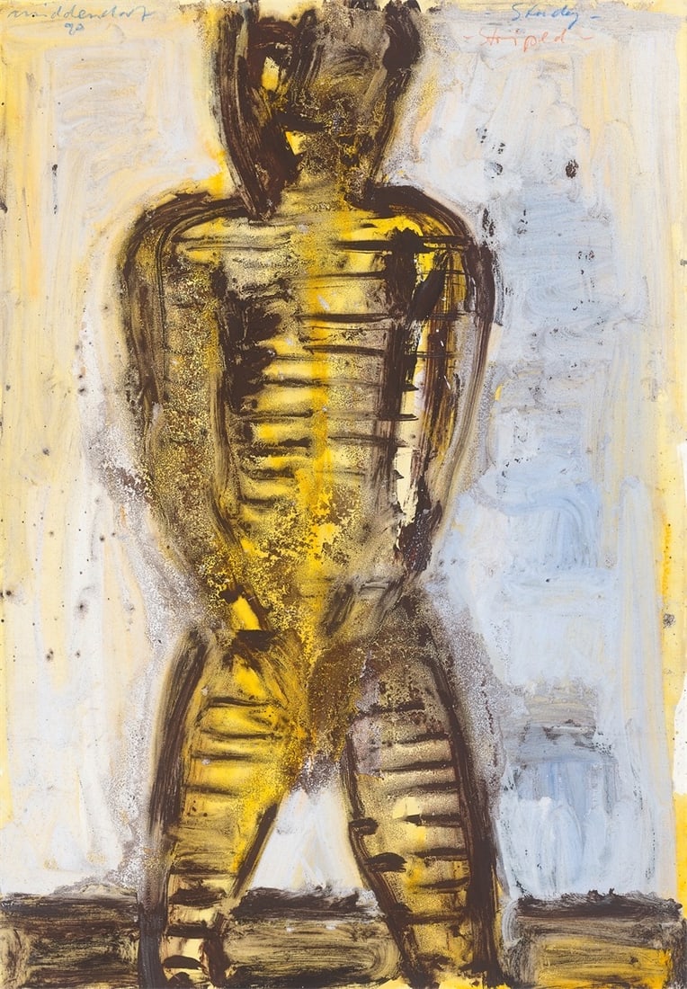 Helmut Middendorf. ”Study Striped”. 1990: Helmut Middendorf (Dinklage 1953 – lives in Berlin and Athens). ”Study Striped”. 1990 Oil and acrylic on heavy wove paper. 99,7 × 70 cm (39 ¼ ×