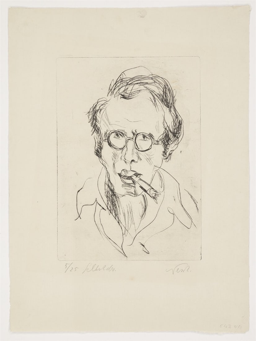 Rolf Nesch. ”Selbstbildnis mit Zigarre”. Circa 1922 - 2