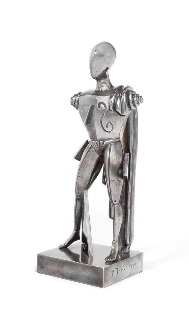Giorgio de Chirico. ”Il Trovatore”. Circa 1971: Giorgio de Chirico (Volos/Greece 1888 – 1978 Rome). ”Il Trovatore”. Circa 1971 Bronze with silver patina. Height: 30 cm (11 ¾ in.). Along the outer sides of