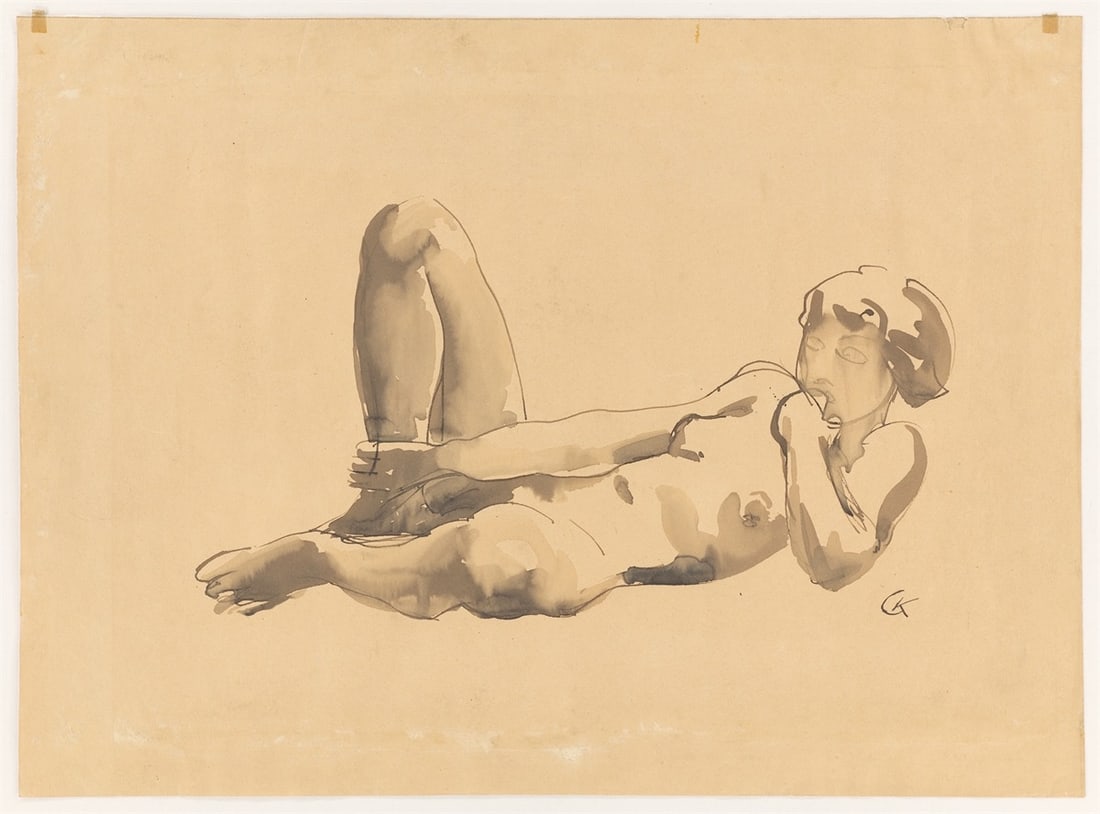 Georg Kolbe. Liegender weiblicher Akt mit angezogenem rechten Bein (Reclining f…. In the early - 2