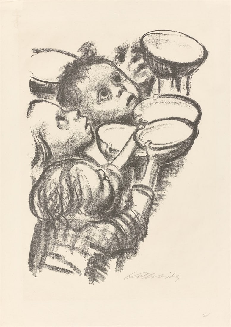 Käthe Kollwitz. ”Deutschlands Kinder hungern!”. 1923: Käthe Kollwitz (Königsberg 1867 – 1945 Moritzburg). ”Deutschlands Kinder hungern!”. 1923 Lithograph on Zerkall laid paper. 41 × 29 cm