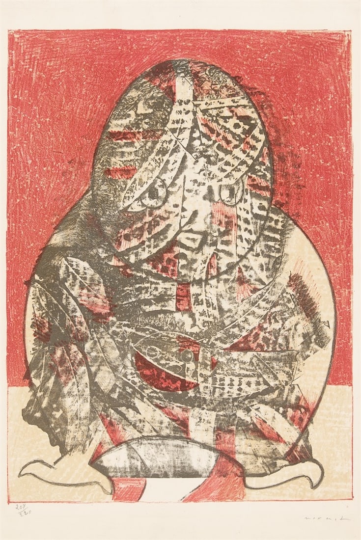 Max Ernst. ”Hibou”. 1955: Max Ernst (Brühl 1891 – 1976 Paris). ”Hibou”. 1955 Colour lithograph on wove paper. 49,2 × 36,2 cm (56,4 × 38 cm)