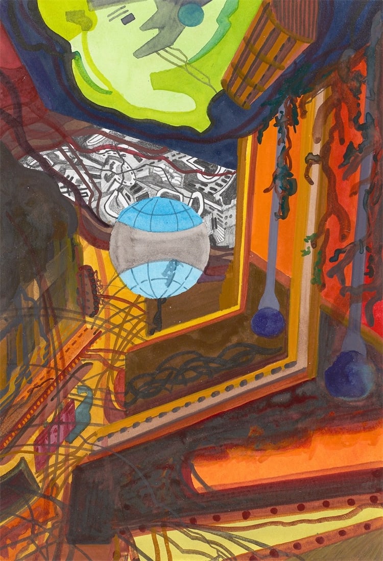 Franz Ackermann. Untitled.: Franz Ackermann (Neumarkt St. Veit/Bavaria 1963 – lives in Berlin). Untitled. Gouache and pencil on heavy paper. 13 × 18,9 cm