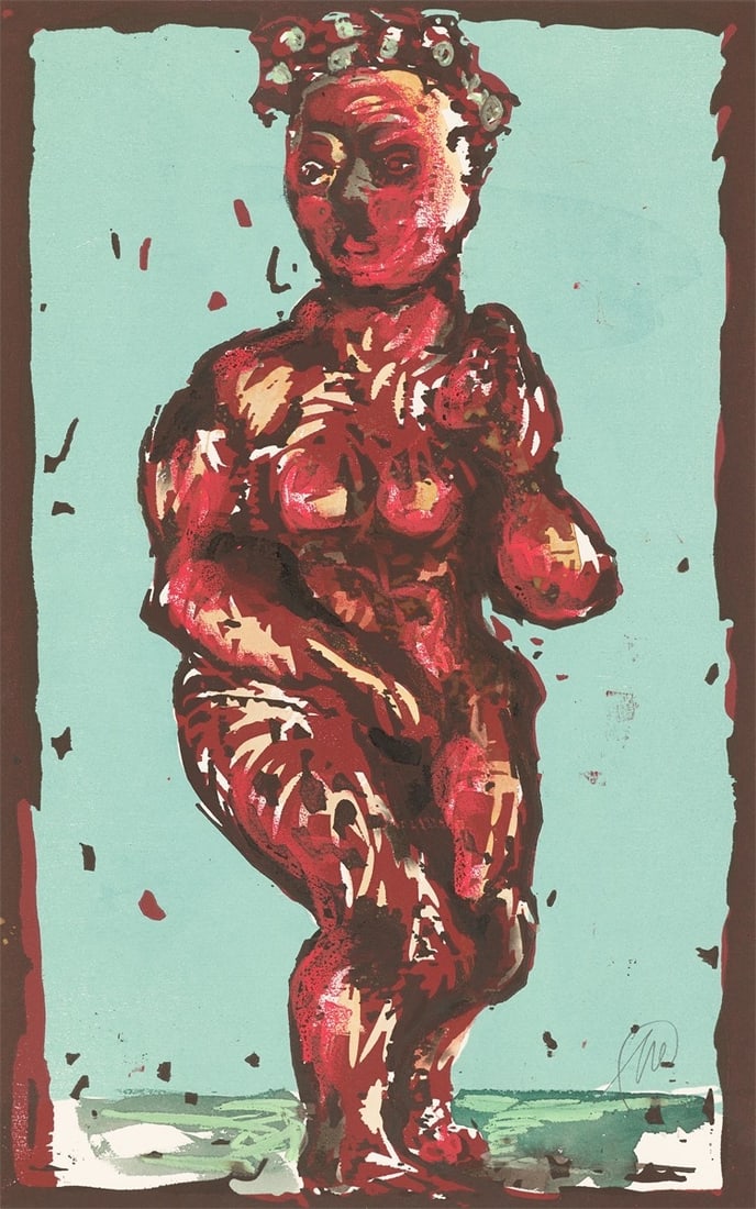 Markus Lüpertz. ”Aphrodite”. 2000: Markus Lüpertz (Liberec/Bohemia (today Czech Republic) 1941 – lives in Berlin, Karlsruhe, Düsseldorf and Florence). ”Aphrodite”. 2000 Coloured chalk and watercolour over