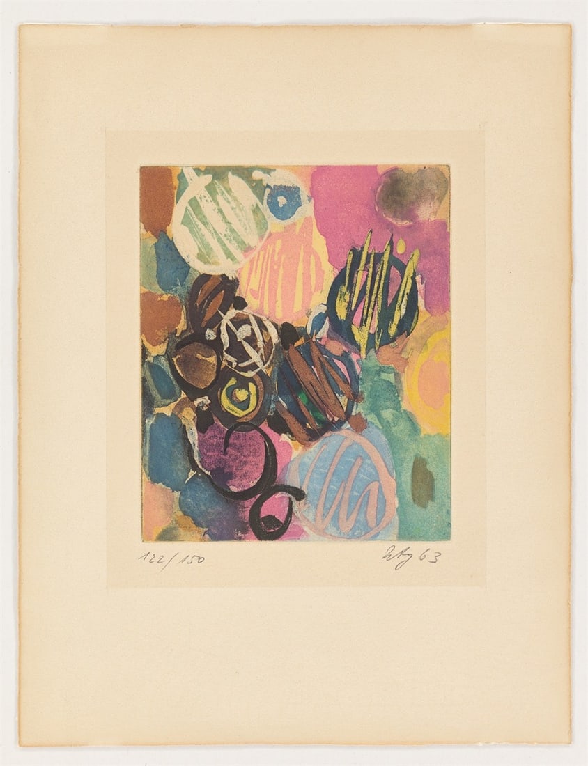 Ernst Wilhelm Nay. ”Farbaquatinta 1963 - 1 (NOR)”. 1963 - 2